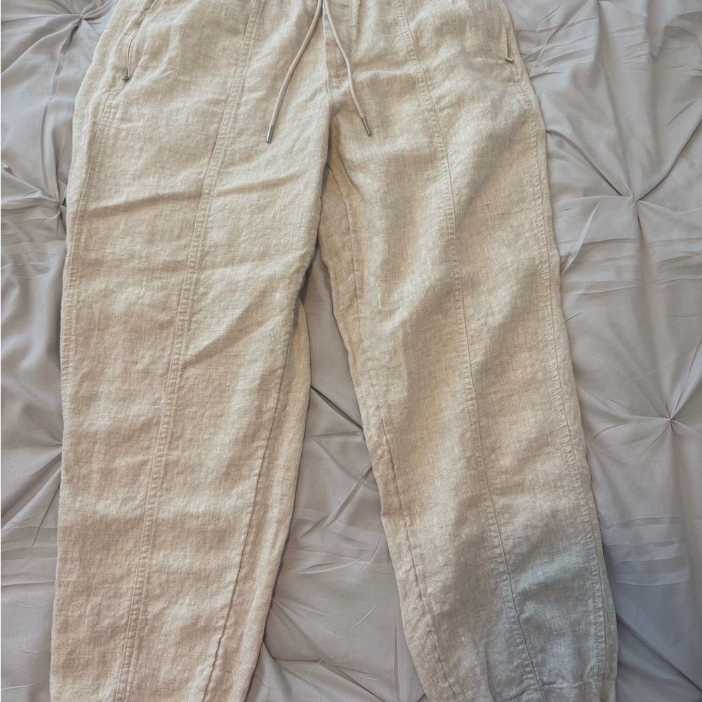 Athlete Casual Linen Pants - Beige- EUC